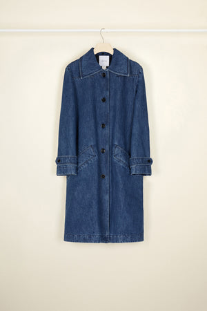 Cappotto in denim con collo in perle