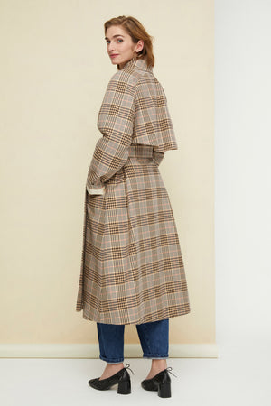 Tartan gabardine trenchcoat