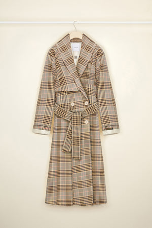 Tartan gabardine trenchcoat