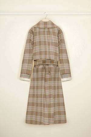 Tartan gabardine trenchcoat