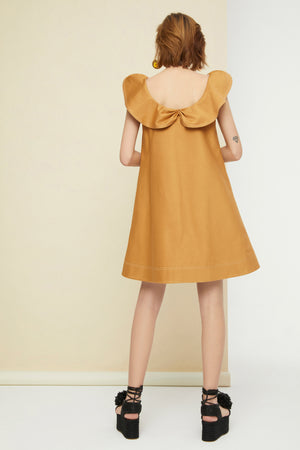 Frilly herringbone cotton minidress