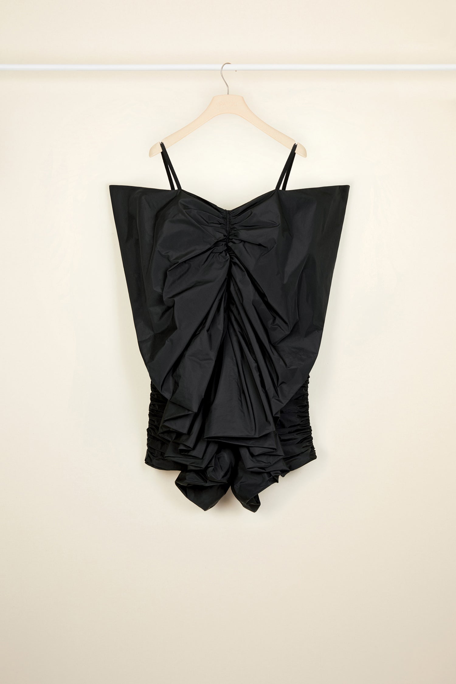 Patou - Butterfly faille dress - Black - Mademoiselle Butterfly. Black eco-conscious faille dress. Fitted ruched silhouette with butterfly design at the front. Sweetheart neckline, thin straps. Zip fastening at the side.