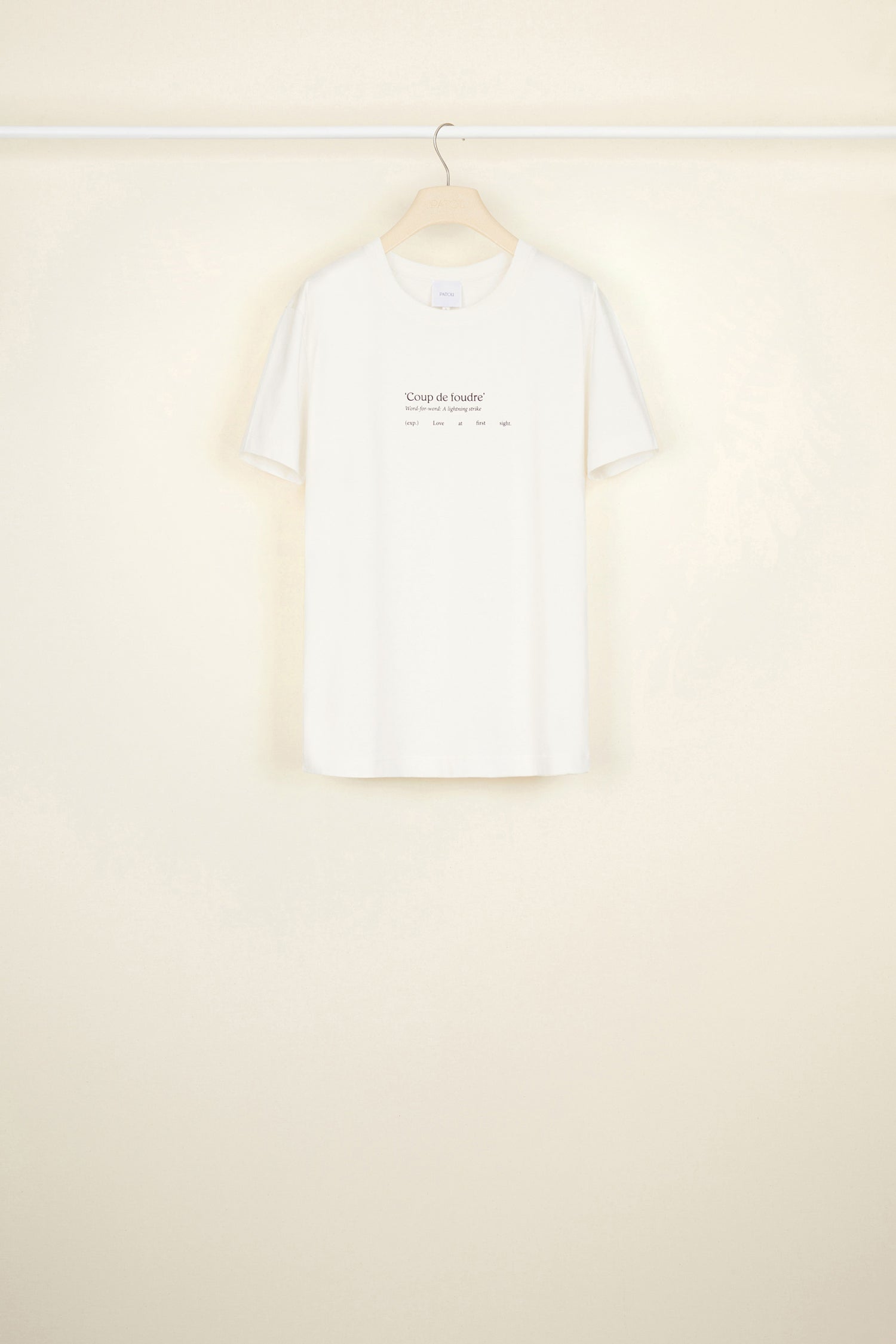 Patou - Coup de foudre organic cotton tee - Coup de Foudre B - The art of being lovestruck.Organic white cotton crewneck tee. Regular fit. Dictionary-inspired lettering print at the front, logo at the back.