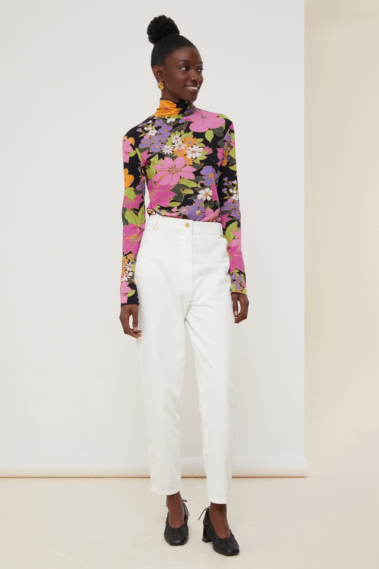 Patou - Sheer floral tattoo top - Autumn Flowers - Creative layering in sheer florals.Second skin top featuring Act 4’s Autumn Flowers print. Slightly sheer. Fitted silhouette. High collar.