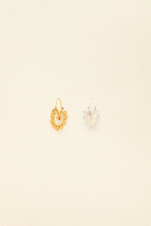 Two-tone pearl hoop earrings