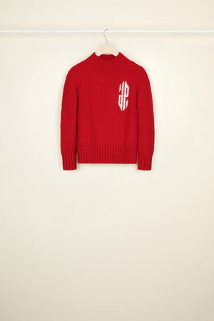 Cropped intarsia logo jumper