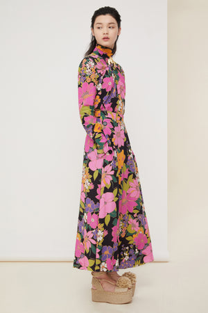 Printed crepe midi skirt