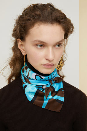 Floral print silk foulard