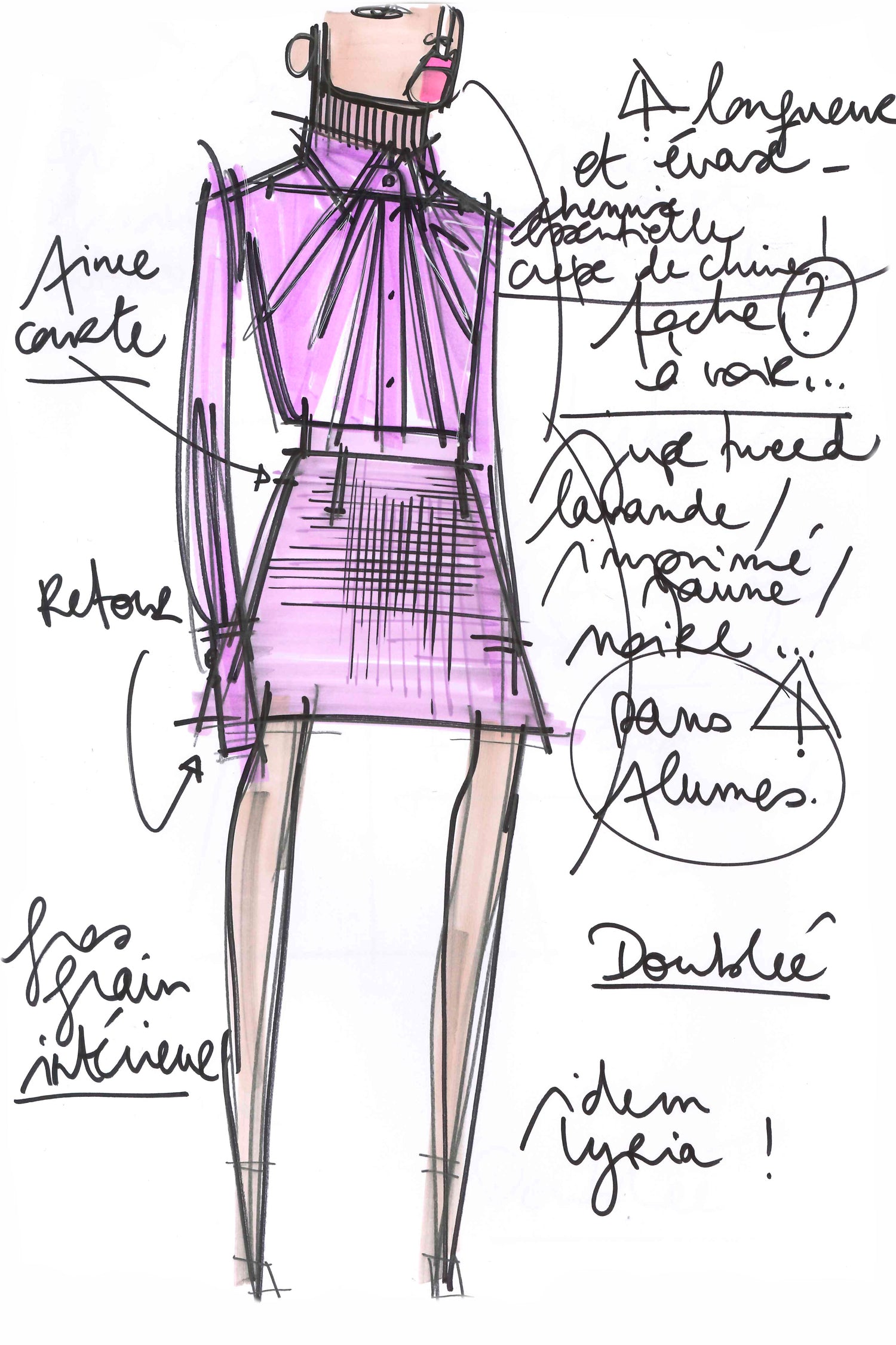 Patou - Iconic draped silk blouse - Amethyst - Silk that flows flawlessly: classic Patou!Amethyst purple silk crepe blouse. Longline draped silhouette with shirring at the neckline. Engraved gold-coloured buttons at the collar and cuffs ; concealed button fastening. Signature curved seam at the back.