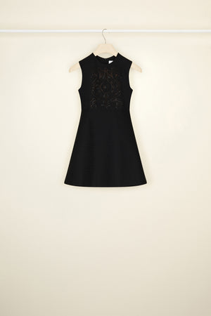 Embroidered mini dress in organic tweed