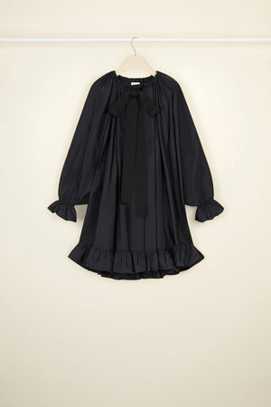 Vestito con collo a coulisse in faille ecosostenibile
