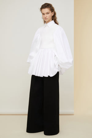 Vestito mini con maniche ampie in cotone bio e lana