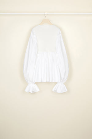 Vestito mini con maniche ampie in cotone bio e lana