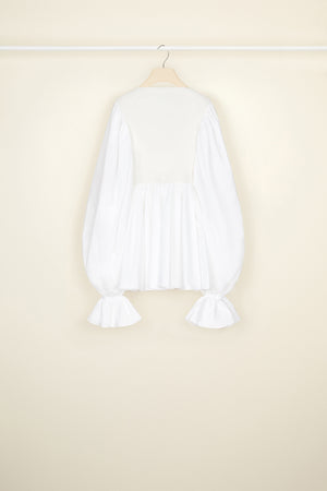 Vestito mini con maniche ampie in cotone bio e lana