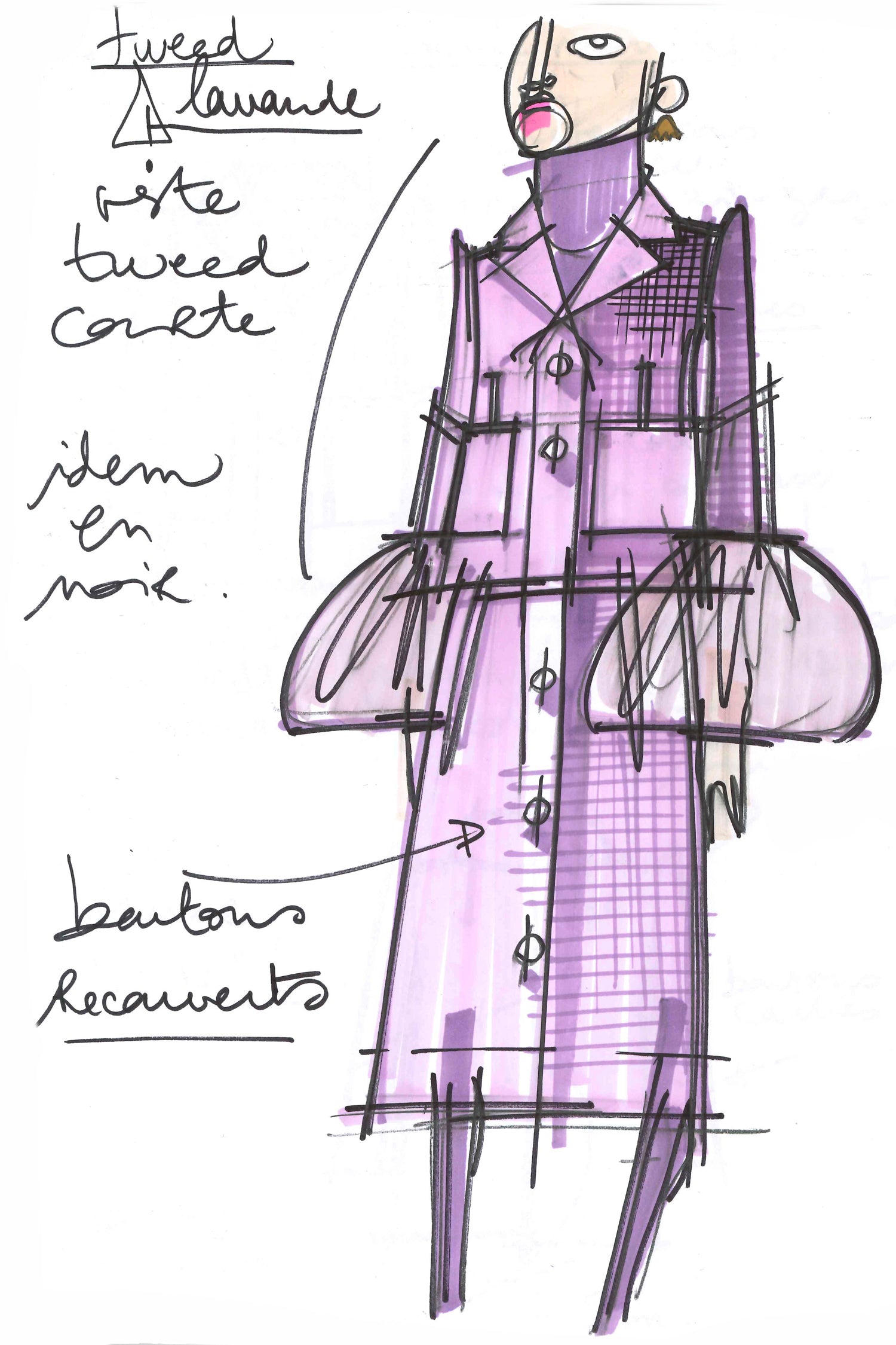Patou - Giacca corta in tweed bio con dettaglio in guipure - Lavender - Un tocco di guipure per dare alla giacca una nuova allure.Giacca in tweed di cotone e lana bio color lavanda. Modello corto e ampio con spacco singolo sul retro. Dettaglio in guipure ton sur ton intorno al collo. Chiusura con due bottoni ricoperti di tessuto. Etichetta bianca con logo Patou ricamato sulla manica sinistra. Finte tasche con tappa. Interamente foderato.