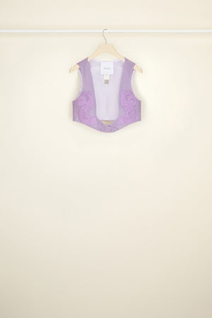 Weste aus Bio-Tweed mit Guipure-Spitze
