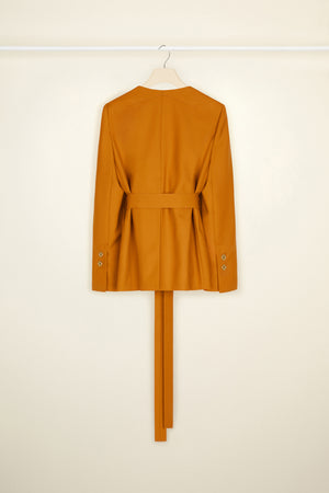 Scalloped collar jacket in organic wool