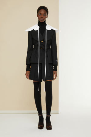 Scalloped collar jacket in organic wool