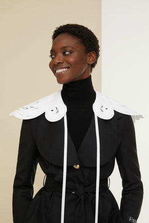 Scalloped collar jacket in organic wool