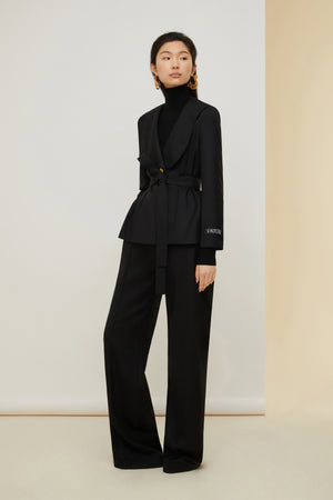 Scalloped collar jacket in organic wool