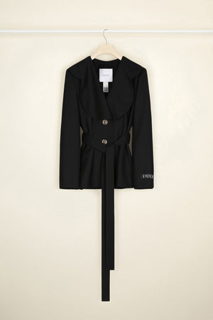 Scalloped collar jacket in organic wool