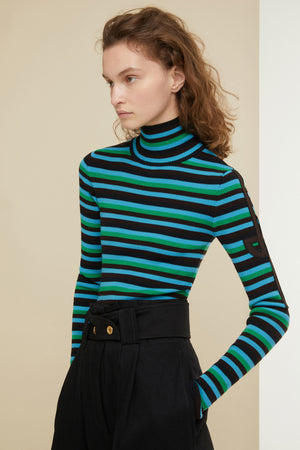 Striped high neck jumper