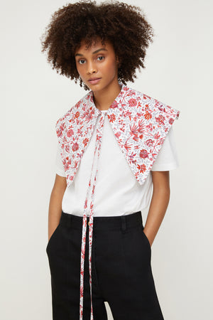 Printed collar in organic poplin