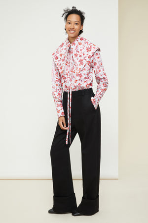 Printed collar in organic poplin