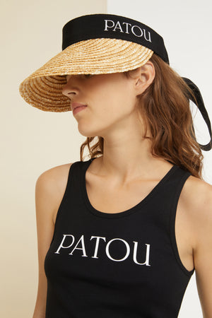 Grosgrain visor hat in wicker