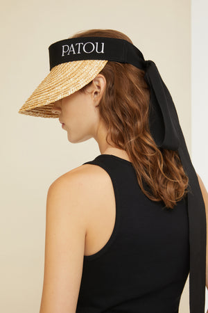 Grosgrain visor hat in wicker