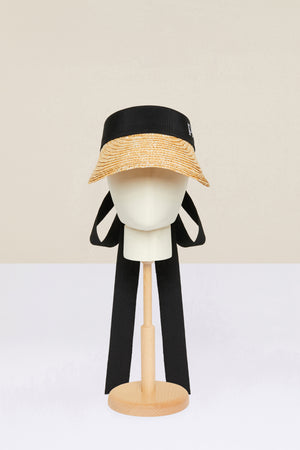 Grosgrain visor hat in wicker