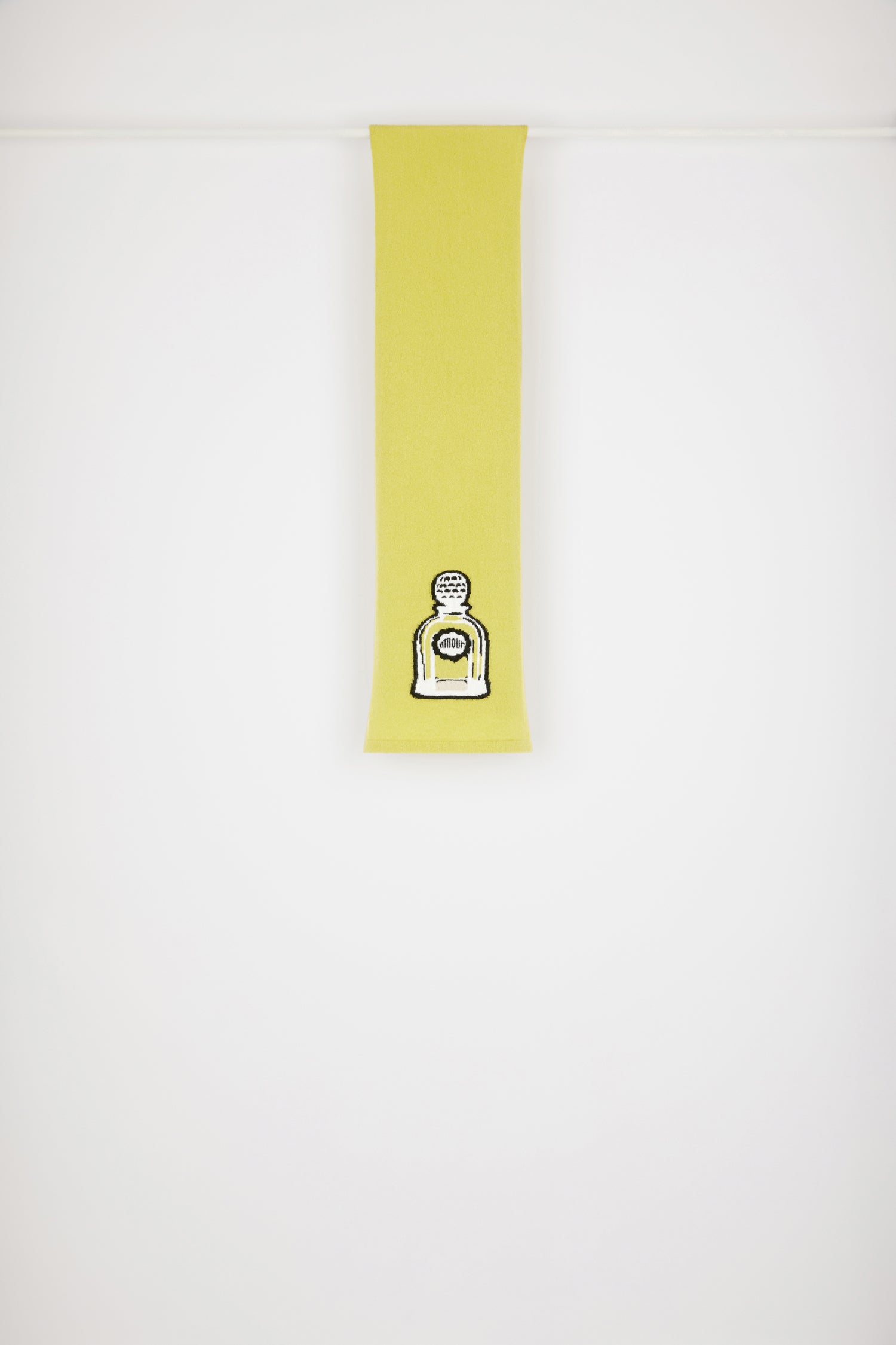 Patou - Fragrance wool scarf - Absinthe - The scent of a Patou signature.Absinthe yellow wool scarf. Perfume bottle intarsia inspired by the Jean Patou archive.