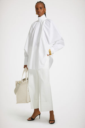 High-neck blouse in organic cotton