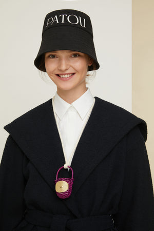 Belted robe coat in cotton blend bouclé
