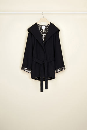Belted robe coat in cotton blend bouclé