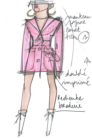 Belted robe coat in cotton blend bouclé