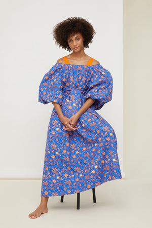 Robe longue en coton bio imprimé