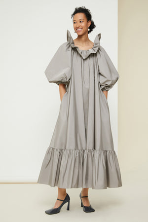 Maxi dress in eco-friendly faille