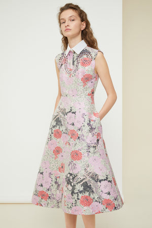 Cotton jacquard midi dress