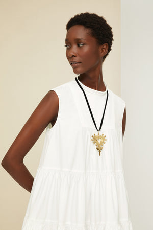 Maxi tiered dress in eco-friendly cotton poplin