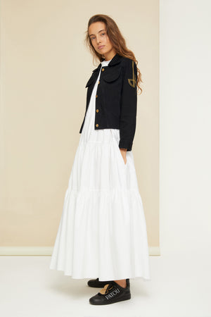 Maxi tiered dress in eco-friendly cotton poplin