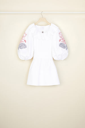 Vestito mini ricamato in popeline bio