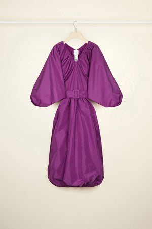 Belted maxi dress in eco-friendly faille