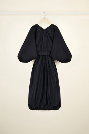 Belted maxi dress in eco-friendly faille