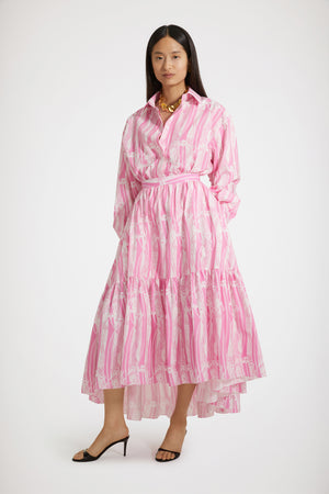 Mini shirt dress in printed organic cotton