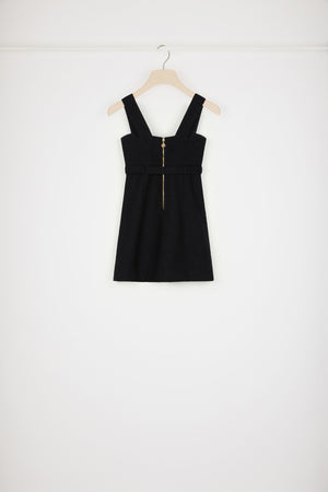 Belted mini dress in cotton-blend tweed