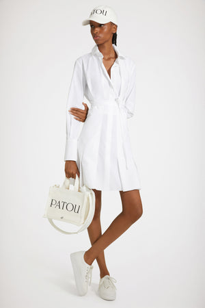 Vestito camicia plissettato in cotone bio