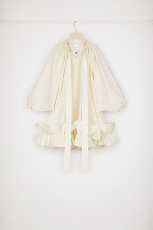 Robe à ourlet volanté en faille recyclée