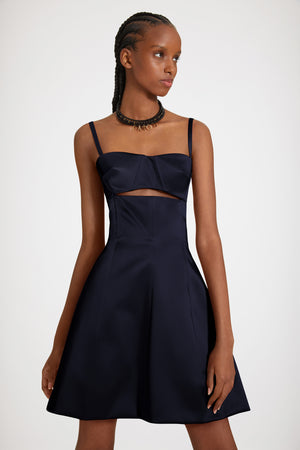 Kleid mit Cut-Outs aus Bio-Baumwollmix und Satin