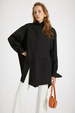Robe courte volumineuse en coton bio mélangé